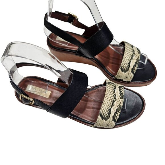 Cole Haan Womens Leather & Snakeskin‎ Wedge Sandals Size 6.5B - Picture 2 of 14